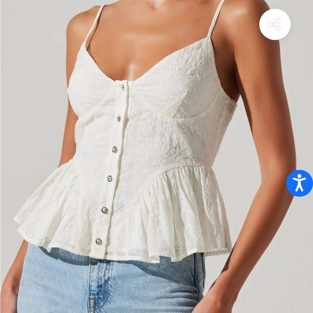 Astr Ivory Lace Button-Down Camisole